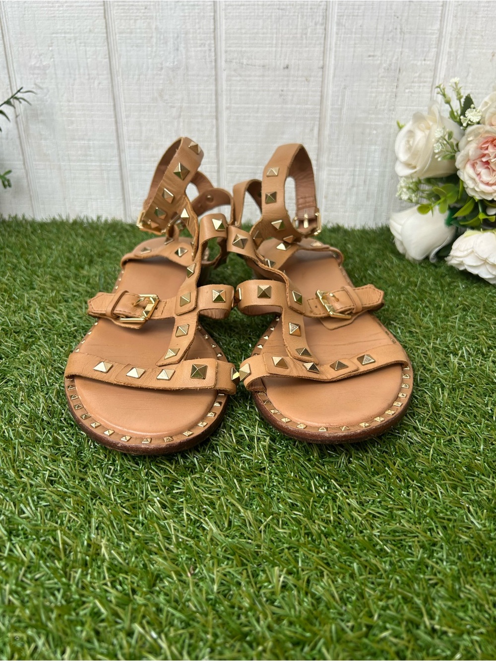 ASH womens Pacific Flat Sandal tan size 40 US 10 gently used - Picture 15 of 16